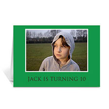 Cartes d'anniversaire photo personnalisées vertes classiques, pliées 12,7 x 17,78 cm