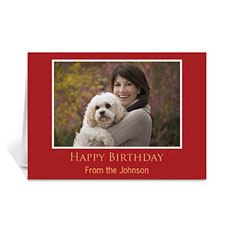 Cartes d'anniversaire photo personnalisées rouges classiques, pliées 12,7 x 17,78 cm