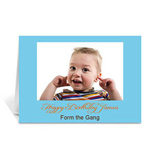 Cartes d'anniversaire photo personnalisées bleu clair, pliées 12,7 x 17,78 cm