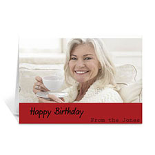 Cartes d'anniversaire photo personnalisées rouges classiques, pliées simples 12,7 x 17,78 cm