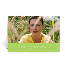 Cartes photo d'anniversaire personnalisées citron vert, simples pliées 12,7 x 17,78 cm