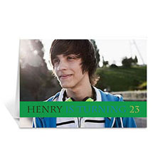 Cartes d'anniversaire photo personnalisées vertes classiques, pliées informelles 12,7 x 17,78 cm