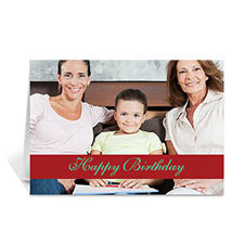 Cartes d'anniversaire photo personnalisées rouges classiques, simples pliées 12,7 x 17,78 cm