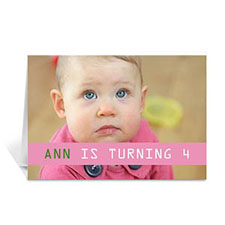 Cartes d'anniversaire photo personnalisées rose clair, informelles pliées 12,7 x 17,78 cm