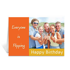 Cartes d'anniversaire photo personnalisées oranges classiques, pliées modernes 12,7 x 17,78 cm