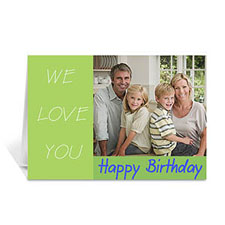 Cartes photo d'anniversaire personnalisées citron vert, modernes pliées 12,7 x 17,78 cm