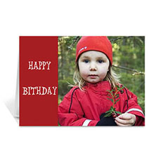 Cartes d'anniversaire photo personnalisées rouges classiques, pliées modernes 12,7 x 17,78 cm