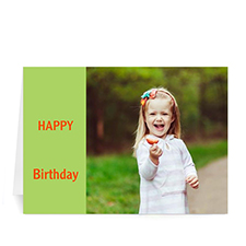 Cartes photo d'anniversaire personnalisées citron vert, modernes pliées 12,7 x 17,78 cm