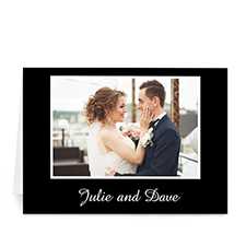 Cartes de mariage photo personnalisées classiques noires, pliées 12,7 x 17,78 cm