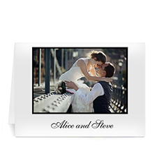Cartes de mariage photo classiques blanches personnalisées, pliées 12,7 x 17,78 cm 