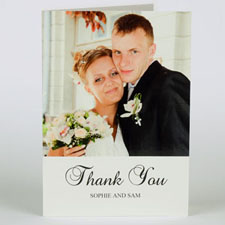 Cartes de mariage photo classiques blanches personnalisées, simple portrait plié 12,7 x 17,78 cm 