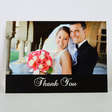 Cartes de mariage photo personnalisées classiques noires, simples pliées 12,7 x 17,78 cm