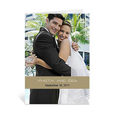 Cartes photo mariage doré intemporel personnalisé, portrait plié informel 12,7 x 17,78 cm