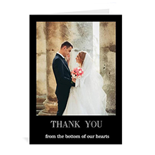 Cartes de mariage photo personnalisées classiques noires, portrait plié 12,7 x 17,78 cm