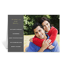 Cartes de mariage photo personnalisées grises classiques, pliées modernes 12,7 x 17,78 cm