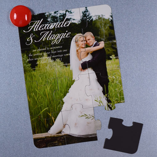 Invitation puzzle photo personnalisée magnétique annonce de mariage