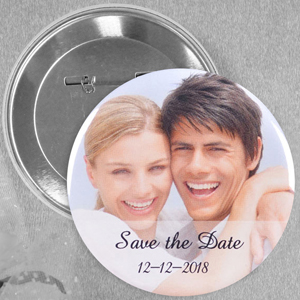 Pin bouton personnalisé photo de mariage, rond 57mm