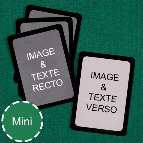 Cartes à jouer format mini personnalisées (cartes vierges) bordure noire