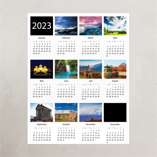 Affiche personnalisée calendrier 2019 portrait blanc dix collages 27,94 x 35,56 cm