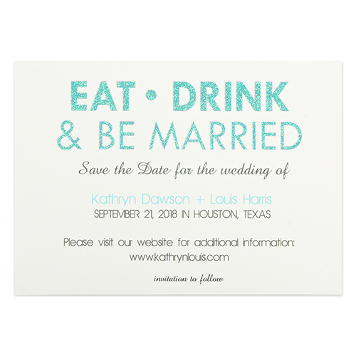 Cartes d'invitation personnalisées mangez, buvez & soyez mariés