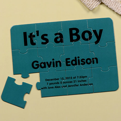 Carte puzzle personnalisée annonce de naissance c'est un garçon