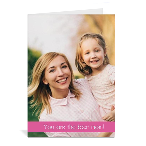 Cartes de voeux photo fête des mères personnalisées, pliées rose 12,7 x 17,78 cm