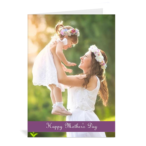 Cartes de voeux fête des mères personnalisées, pliées violet 12,7 x 17,78 cm