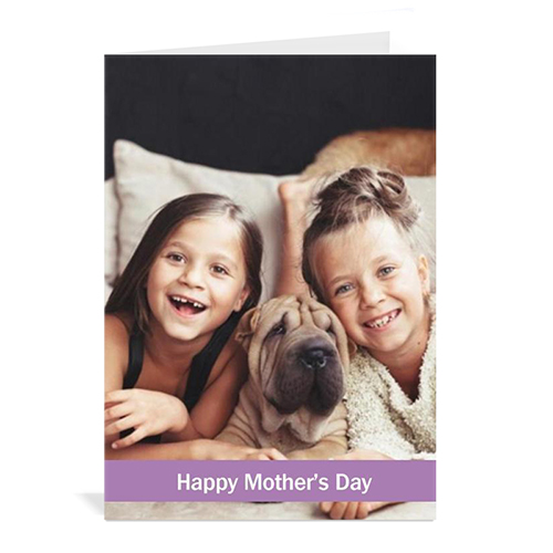 Cartes de voeux fête des mères personnalisées, pliées violet classique 12,7 x 17,78 cm