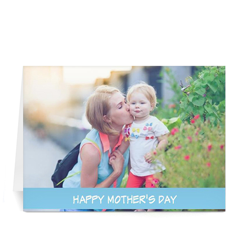 Cartes de voeux photo fête des mères personnalisées, pliées bleu clair 12,7 x 17,78 cm