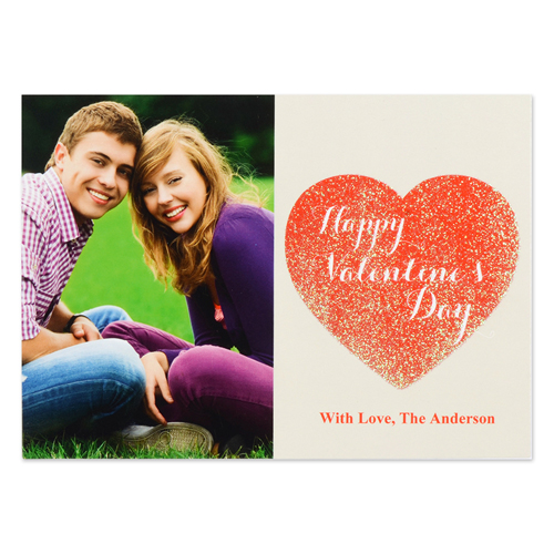Carte Saint Valentin photo personnalisée amour à toi vraies paillettes, plate 12,7 x 17,78 cm
