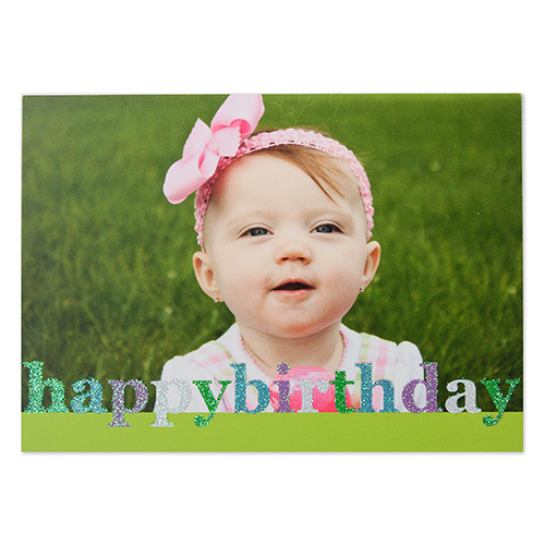 Créez vos propres cartes photo personnalisées paillettes Joyeux anniversaire, cartes d'annonce vertes