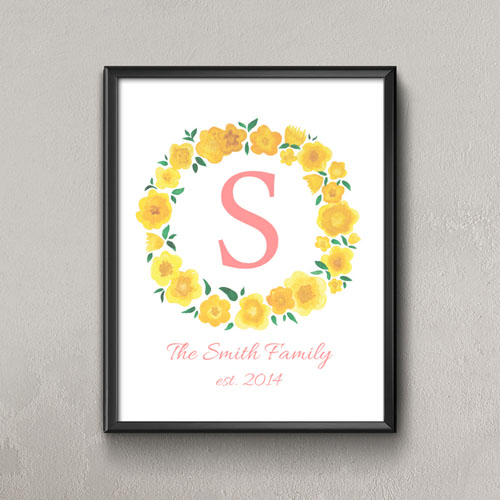 Petite affiche imprimée personnalisée floral aquarelle citron 21,59 x 27,94 cm