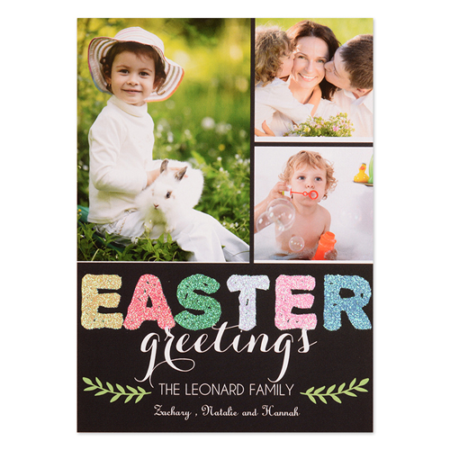 Carte de Pâques personnalisée paillettes bénédiction amour 12,7 x 17,78 cm