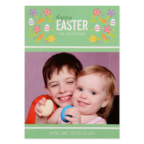 Créez votre propre carte photo personnalisée confetti de Pâques 12,7 x 17,78 cm