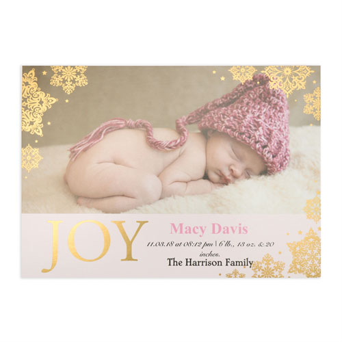 Créez votre propre annonce de naissance fille photo personnalisée bonheur feuille d'or, cartes d'invitation 12,7 x 17,78 cm