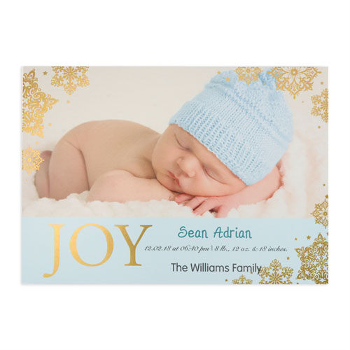 Créez votre propre annonce de naissance garçon photo personnalisée bonheur feuille d'or, cartes d'invitation 12,7 x 17,78 cm
