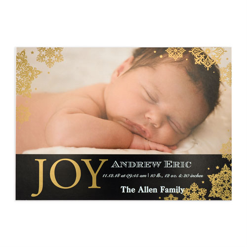 Créez votre propre annonce de naissance photo personnalisée bonheur feuille d'or, cartes d'invitation 12,7 x 17,78 cm