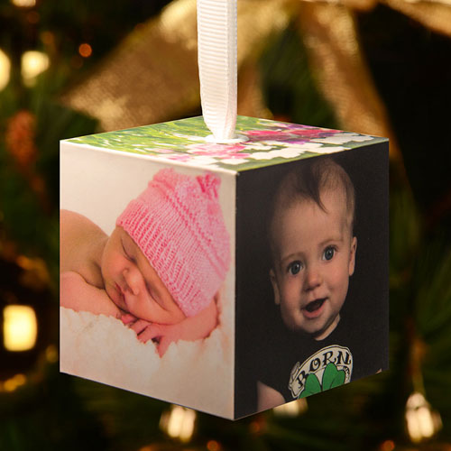 Ornement Noël cube en bois galerie photo