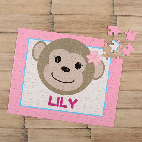 Puzzle pour enfants personnalisé fille singe