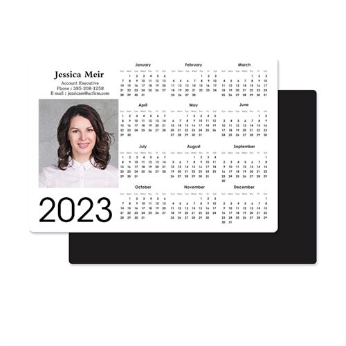 Aimant calendrier portrait 2019 personnalisé 8,89 x 12,7 cm blanc