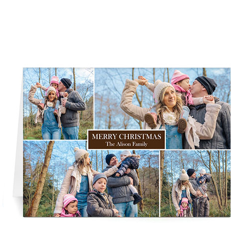 Carte de voeux chocolat impression personnalisée collage 4 photos amour morceau joie