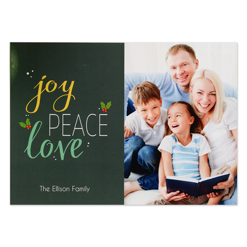 Carte de Noël photo personnalisée joie paix amour