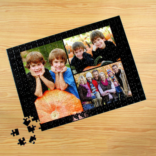 Puzzle photo personnalisé noir 3 collage 30,48 x 41,91 cm
