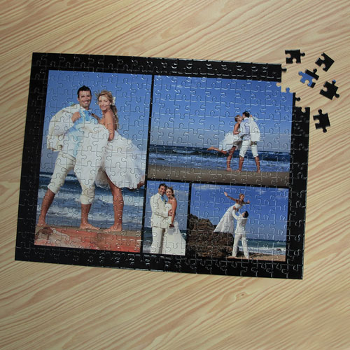 Puzzle photo personnalisé noir 4 collage 30,48 x 41,91 cm