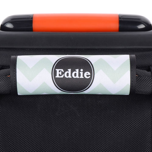 Enveloppe de poignée de valise personnalisée noire chevron turquoise