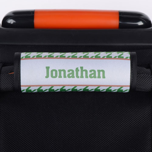 Enveloppe de poignée de valise personnalisée pied-de-poule vert