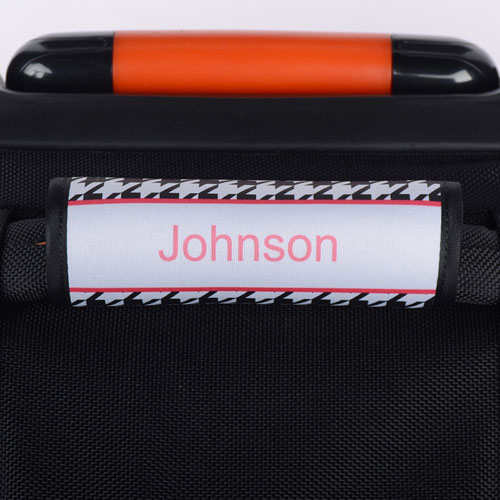 Enveloppe de poignée de valise personnalisée pied-de-poule noir