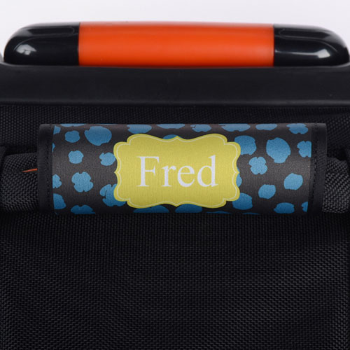 Enveloppe de poignée de valise personnalisée léopard bleu jaune