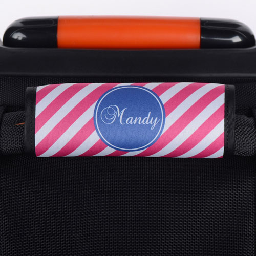 Enveloppe de poignée de valise personnalisée rayure rose