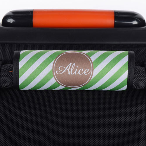 Enveloppe de poignée de valise personnalisée rayure verte